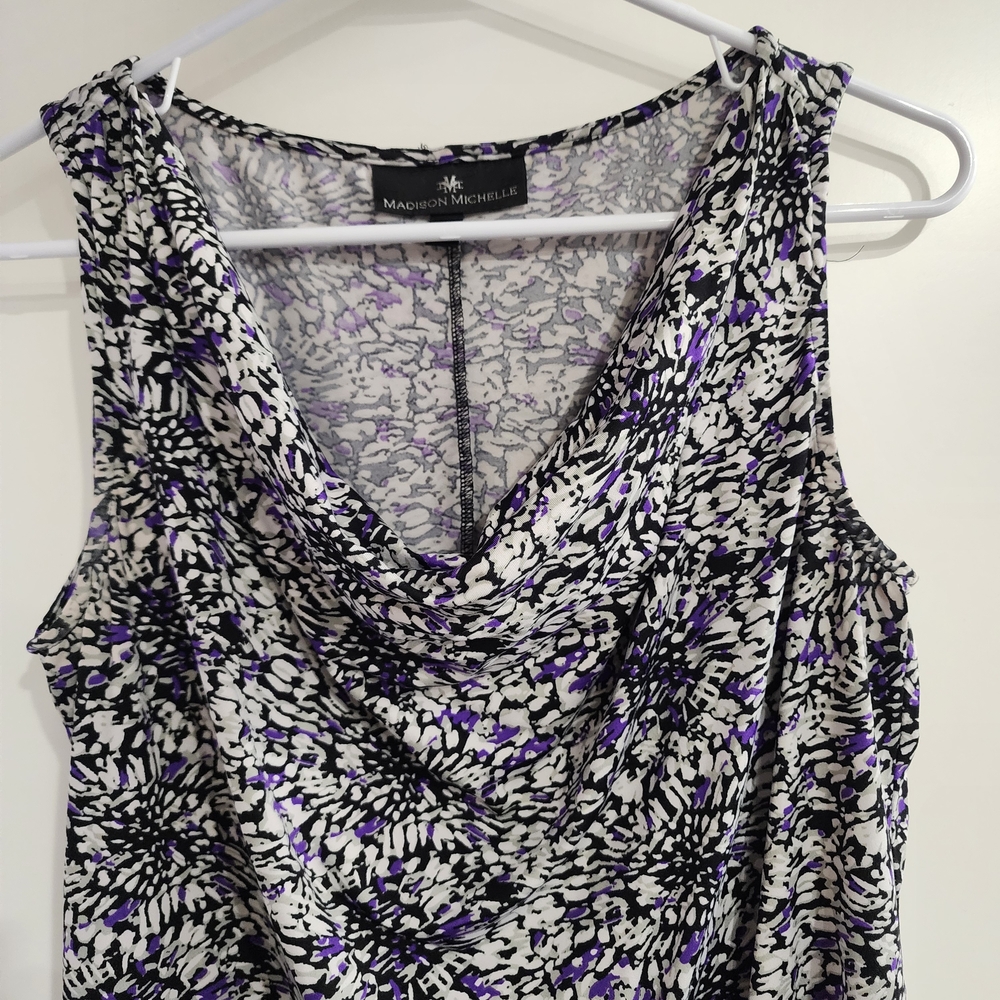 Madison Michelle Black and Purple Patterned Tank Top